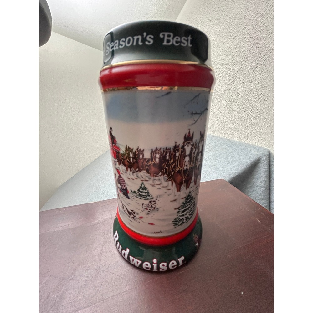 1991 Budweiser Holiday Beer Stein The Seasons Best Clydesdales Susan Sampson